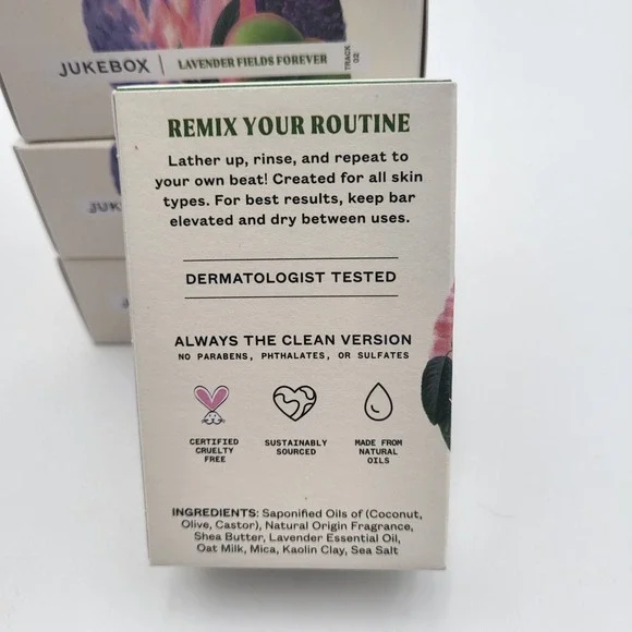 Lot of 5 Jukebox Lavender Fields Forever Natural Body Bar Soap 4.5oz No Scrub - Picture 3 of 5